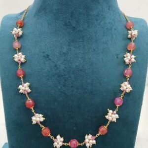 Pink beads with muvvalu chain