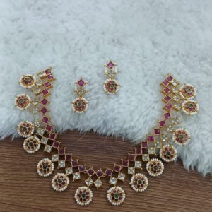 Ruby neck set with bottu drops