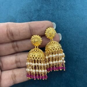 Micropolish removable buttalu with real manulu and swarouski hangings