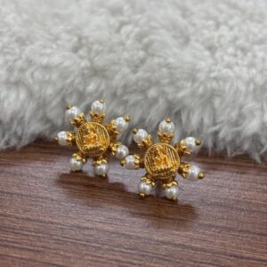 Simple lakshmi pearl studs with Micropolish srew back