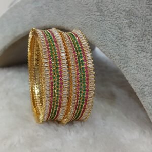 2.4 Heavy bridal full stones Micropolish gold copy bangles (set of 2)
