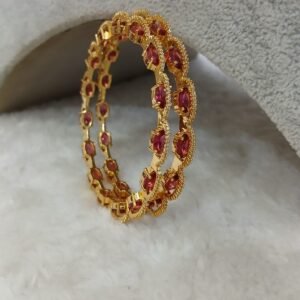 2.4 Designer Ruby bangles with Diamond stones Micropolish bangles (set of 2)