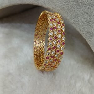 2.6 Ruby with white stones simple Micropolish bangles (set of 4)