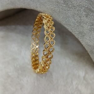 2.6 Simple heart design plain Micropolish bangles (set of 2)