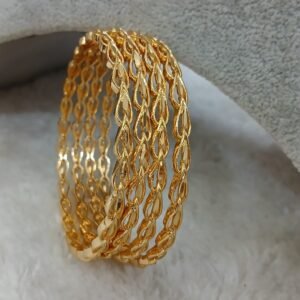2.8 Plain leaf cutting Micropolish bangles (set of 4)
