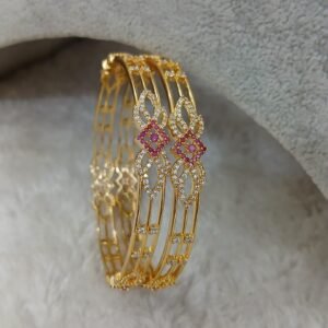 2.8 Simple diamond copy Micropolish bangles with ruby (set of 2)