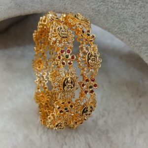 2.8 Bridal lakshmi bangles with stone flower detailing (set of 2)