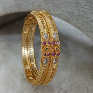 2.8 Gold copy ruby Micropolish bangles (set of 2)