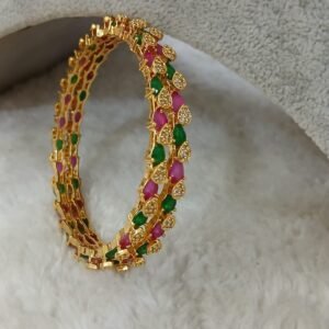 2.8 Multi stone 3D pattern Micropolish bangles (set of 2)