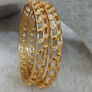 2.8 Simple stone designer Micropolish bangles (set of 2)