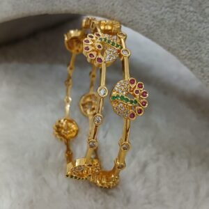 2.8 Peacock design Micropolish bangles (set of 2)