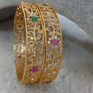 2.8 Multi stone flower bangles (set of 2)