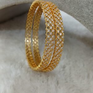 2.8 White stone net design Micropolish bangles (set of 2)