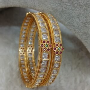 2.8 Uncuts with flower design Micropolish bangles (set of 2)