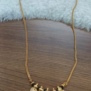 18 inches Micropolish chain with small lakshmi kaasu and black beads