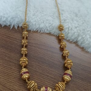 Red stone nakshi ball with full nakshi balls (18 inches)