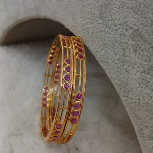 2.4 Triple pattern ruby Micropolish bangles (set of 2)