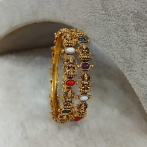 2.4 Navarathna stones with antique nakshi Lakshmi bangles (set of 2)