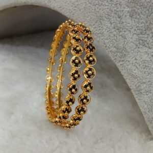 2.4 Black stone with circle pattern Micropolish bangles (set of 2)