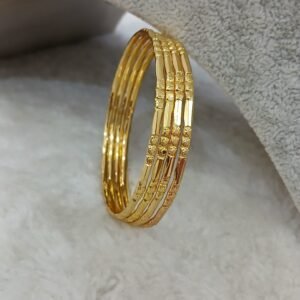 2.4 Plain with flower pattern cutting Micropolish bangles (set of 4)