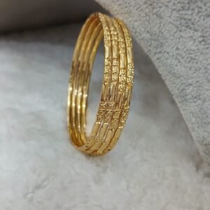 2.4 Plain with flower cutting Micropolish bangles (set of 4)