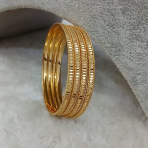 2.4 Plain with flat pattern Square cutting Micropolish bangles (set of 4)