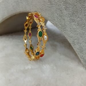 2.4 S pattern navarathna Micropolish bangles  (set of 2)