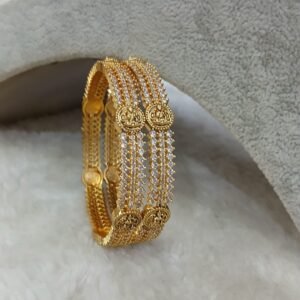 2.6 nakshi lakshmi with full white stones Micropolish bangles (set of 2)