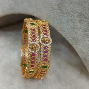 2.6 Bridal ruby bangles with lakshmi design (set of 2)