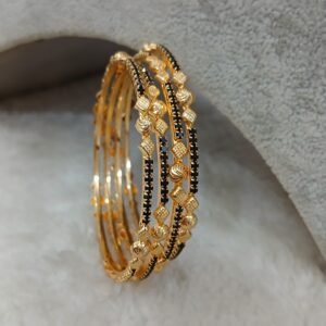 2.6 Simple black stone Micropolish bangles (set of 4)