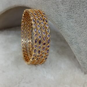 Amythist stone Micropolish bangles (set of 4)