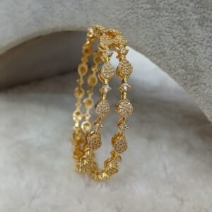 Drop shaped Full stone Micropolish bangles (set of 2)