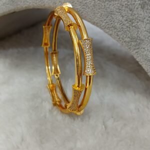 2.8 Plain Micropolish bangles with stone detailing (set of 2)