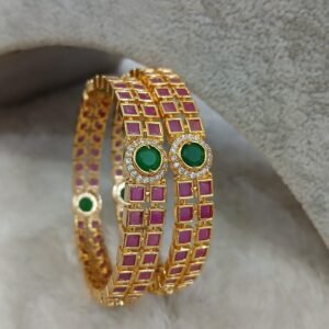 2.4 Square ruby gold copy Micropolish bangles (set of 2)
