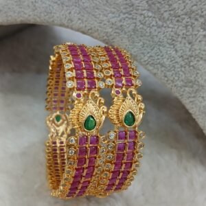 2.4 Ruby with Peacock design Micropolish bangles (set of 2)