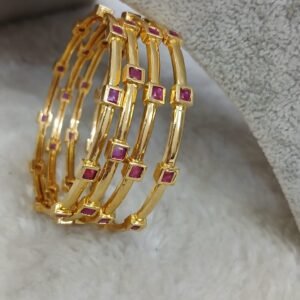 2.4 Plain with Square ruby Micropolish bangles (set of 4)