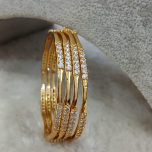 2.4 Plain with stone detailing Micropolish bangles (set of 4)
