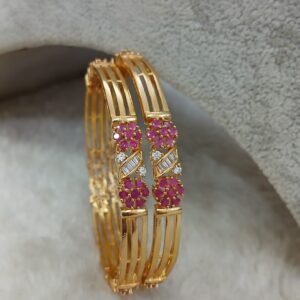 2.6 Double frame with small ruby flower & uncuts ( set of 2)