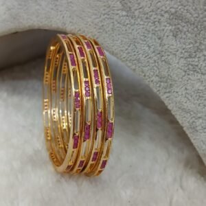 2.6 Gold copy small ruby stone Micropolish bangles (set of 4)