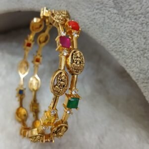 2.10 Nakshi lakshmi design with navarathna Micropolish bangles (set of 2)
