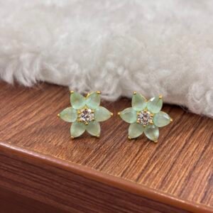 Pastel green flower Micropolish studs