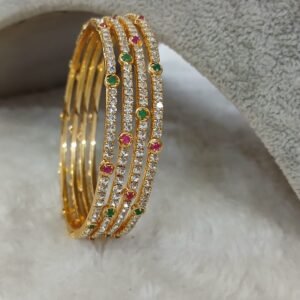 2.6 Full CZ with small multi stone Micropolish bangles (set of 4)
