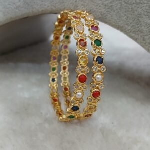 2.6 Round navarathna Micropolish bangles (set of 2)