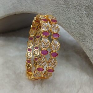 2.6 Mango uncuts with ruby Micropolish bangles (set of 2)