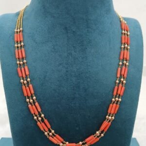 20 inches Real pipe corals with gold tone swarouski Micropolish 3 lines chain