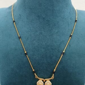 Micropolish blackbeads with mangala suthram pattern stone pendant
