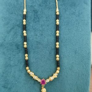Micropolish boat shape stones pendant with blackbeads