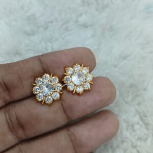 Full white stones flower design Micropolish studs