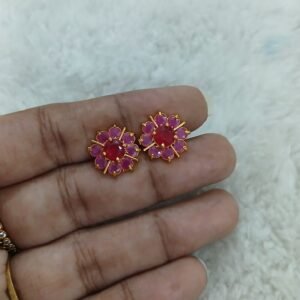 Full ruby flower design Micropolish studs