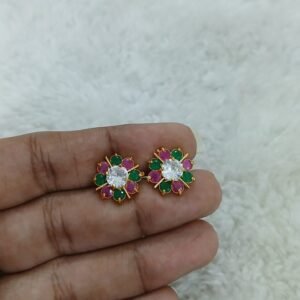 Multi stones full flower design Micropolish studs